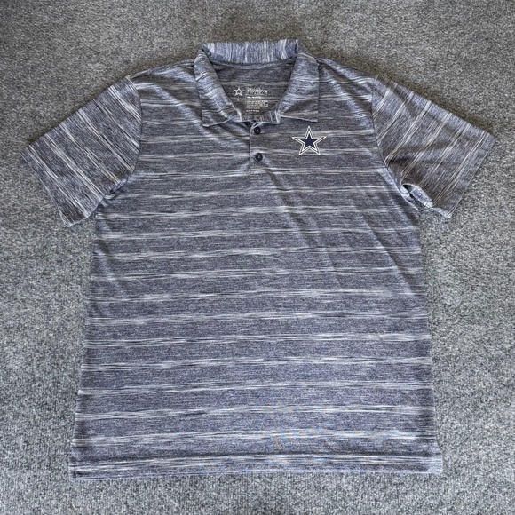 Dallas Cowboys Polo Shirt Mens Large Striped NFL Short Sleeve Performance Golf - Picture 1 of 7